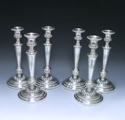 Set of Six Antique Silver George III Candlesticks 1