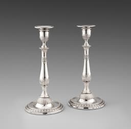 Pair of Antique Silver George III Candlesticks 1778 1