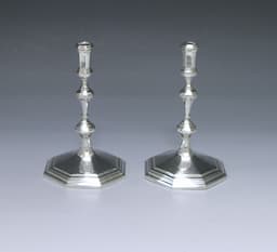 Pair of Antique Sterling Silver Tapersticks 1