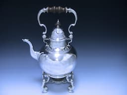 Antique Queen Anne Britannia  Silver Tea Kettle on Stand 1