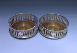 Pair of George III Antique Sterling Silver Coasters  1