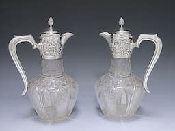 A Pair of Victorian Silver Mounted Claret Jugs 1