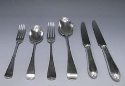 Antique Silver Old English? pattern Flatware Service   1