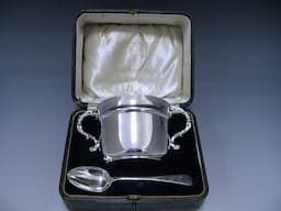 An Antique Silver Christening Bowl and Spoon 1