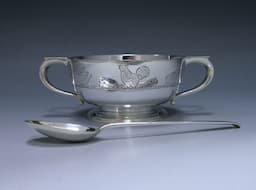 A Sterling Silver Christening Bowl and Spoon  1