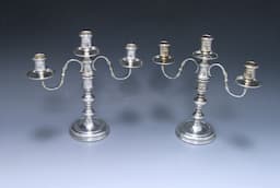 A pair of Sterling Silver three light Candelabra 1