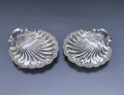 Pair of Victorian Antique Silver Butter Shells 1