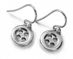 Sterling Silver Button Small Drop Earrings 1