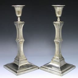 Pair Old Sheffield Plate Candlesticks 1