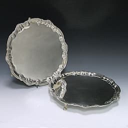 Pair Antique Silver Salvers 1