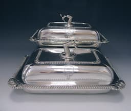 Pair Antique Silver Entree Dishes 1