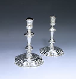 Pair of George II Antique Silver Candlestick 1