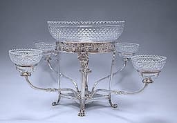 An Antique Silver Plate and Glass centrepiece