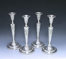 Set of Four George III Antique Silver Candlesticks 1