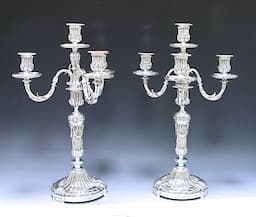 A Pair of French Silver Four- light Candelabra 1