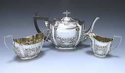 A Victorian Antique Silver Three Piece Tea Set  1