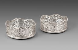 A Pair of George III Antique Silver Wine Coaster made in 1768 1