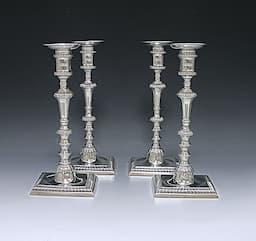Set of Four George III  Cast Silver Candlesticks  1