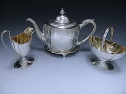 George III Antique Sterling Silver Three Piece Tea Set 1