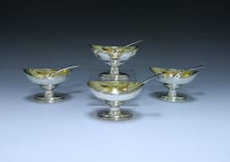 Set of Four George III Antique Sterling Silver Salts  1
