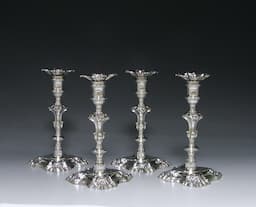 Set of Four George II Cast Silver Candlestick 1