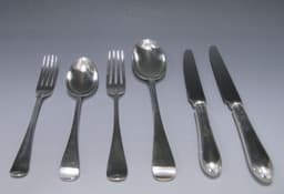Antique Silver Old English? pattern Flatware Service 1