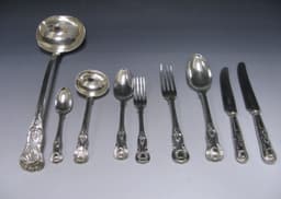 Antique Silver Kings ? pattern Flatware Service 1
