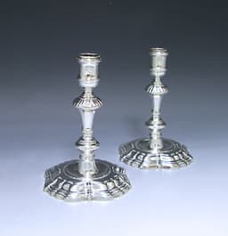 Pair of George II Antique Silver Candlestick 1