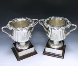 Two Antique Silver George IV Wine Coolers  1