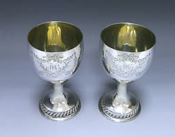 A Pair of George III Antique Silver George Goblets 1
