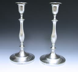 Pr George III Antique Silver Candlesticks made in 1793 1