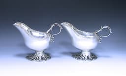 Pair of George III Antique Sterling Silver Sauce Boats 1