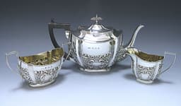 A Victorian Antique Silver Three Piece Tea Set 1
