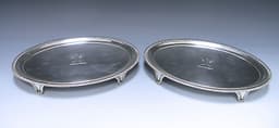 Pair of George III Sterling Silver Salvers Made in London in 1803 by Hannam and Crouch