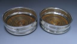 Pair of George III Antique Sterling Silver Wine Coasters 1