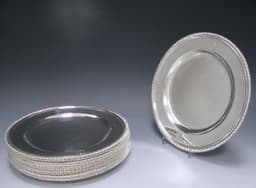 Set of 12 Antique Silver Dinner Plates 1