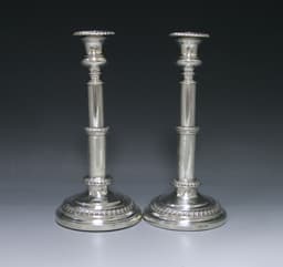 A Pair of Antique Silver Telescopic Candlesticks 1