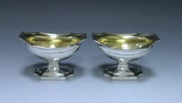 Pair of George III Antique Sterling Silver Salts 1