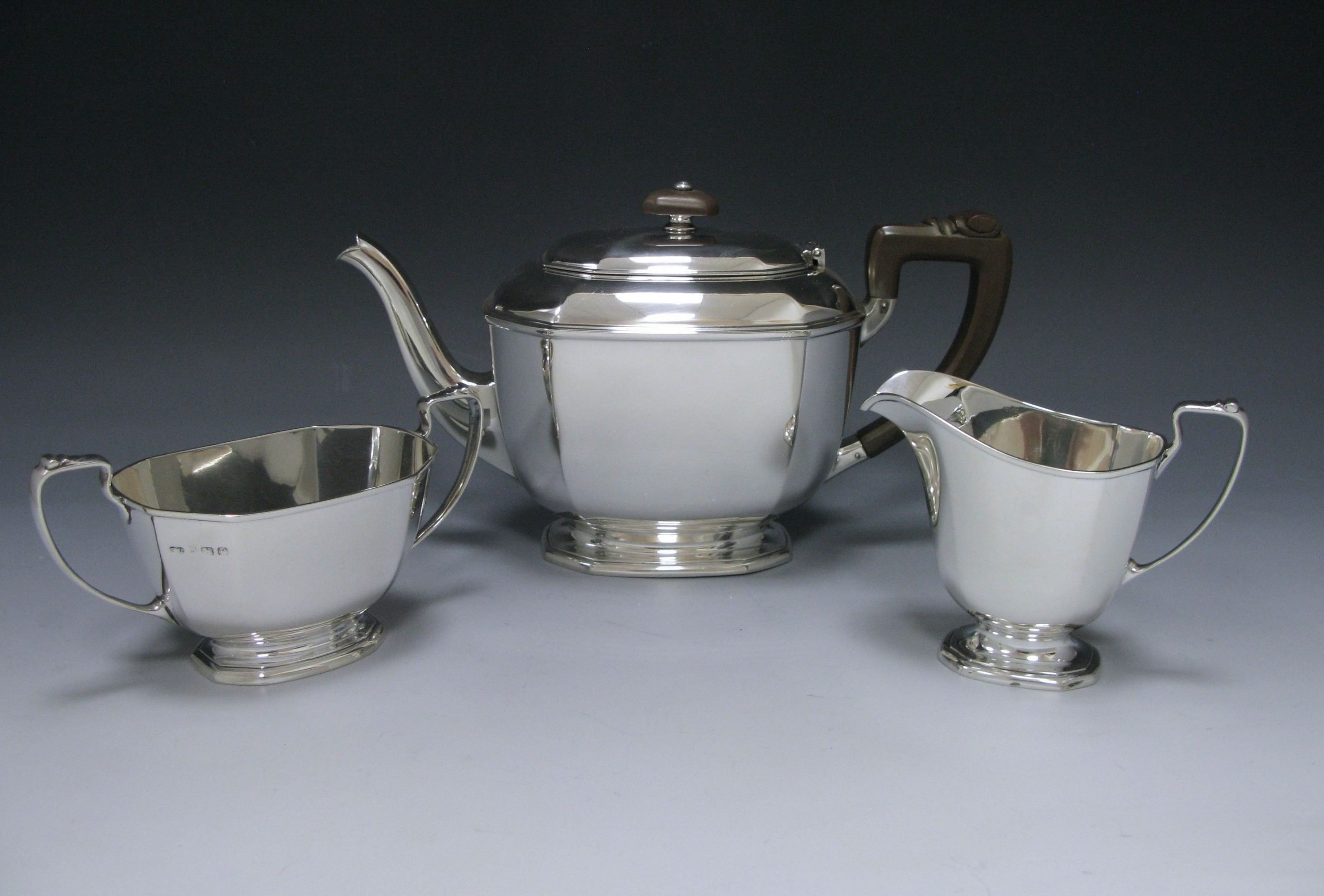 A Sterling Silver Three piece Tea Set 1