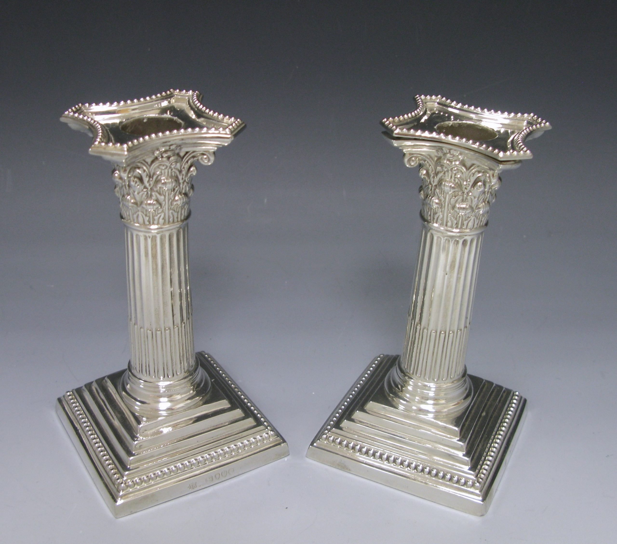 Pair of Victorian  Antique Silver Candlesticks 1