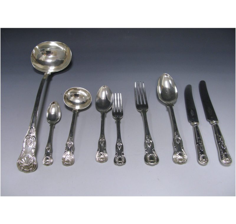 Antique Silver Kings Pattern Flatware Service made in 1824-30