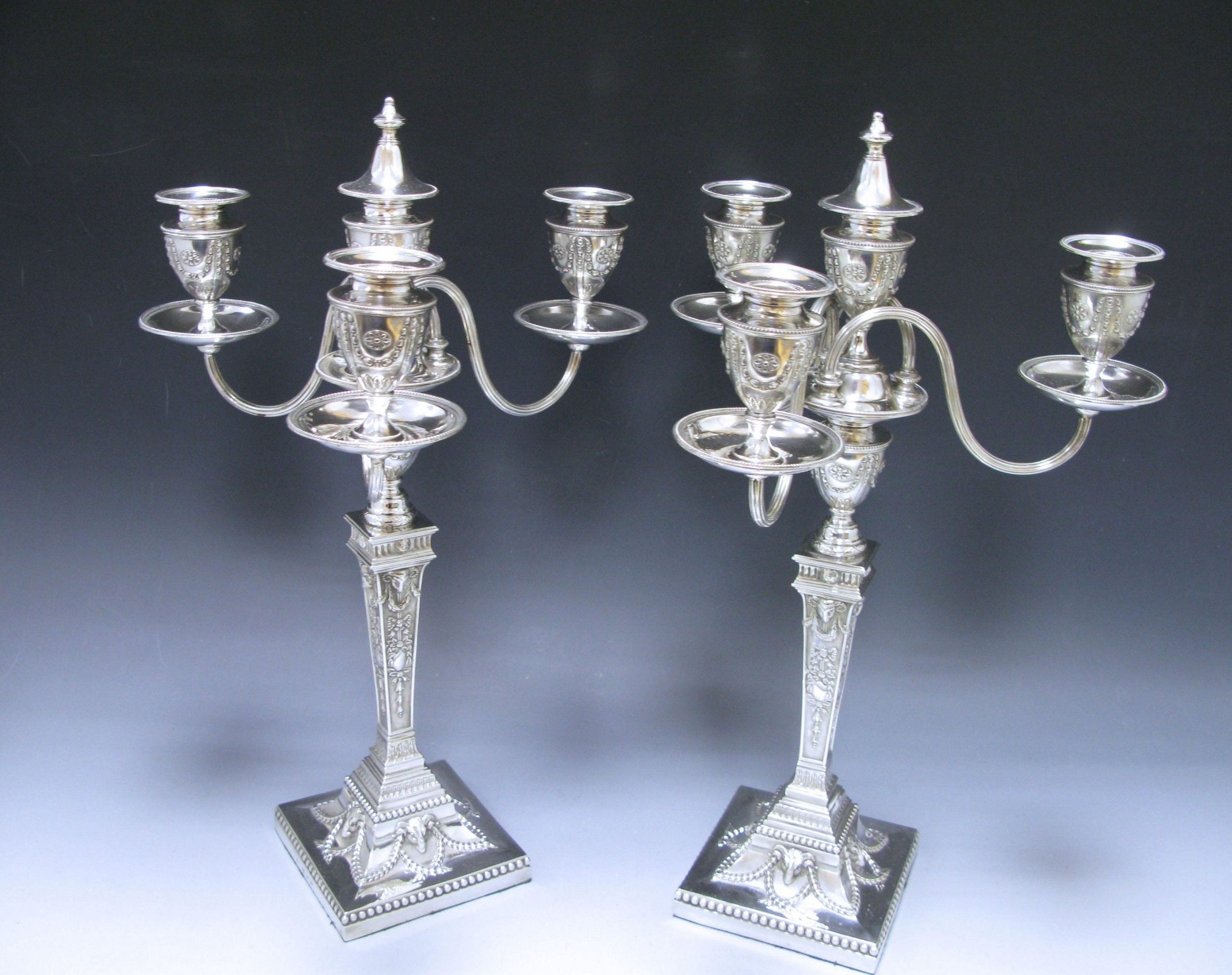 A Pair of Victorian Antique Silver 4 light Candelabra  1
