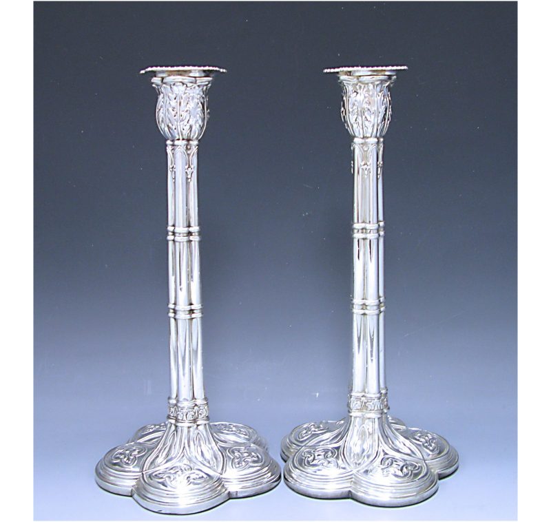 Pair of George III Antique Silver Candlesticks made in 1772