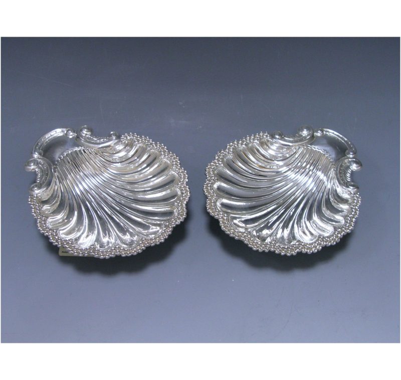 Pair of Victorian Antique Silver Butter Shells