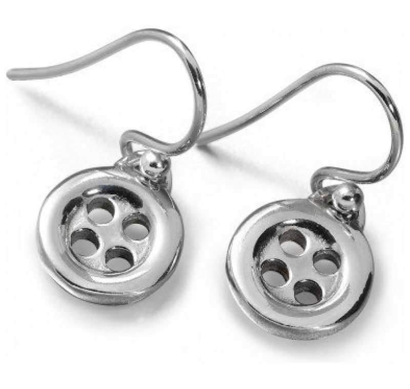 Sterling Silver Button Small Drop Earrings made in 2019