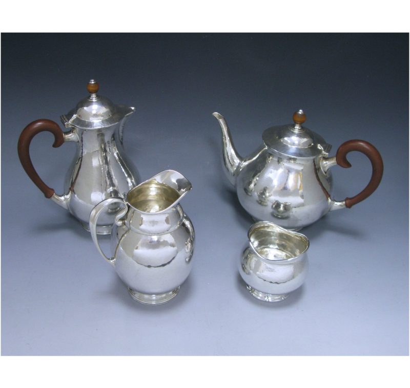 Liberty Sterling Silver Four-Piece Tea Service & Tray made in 1909-37