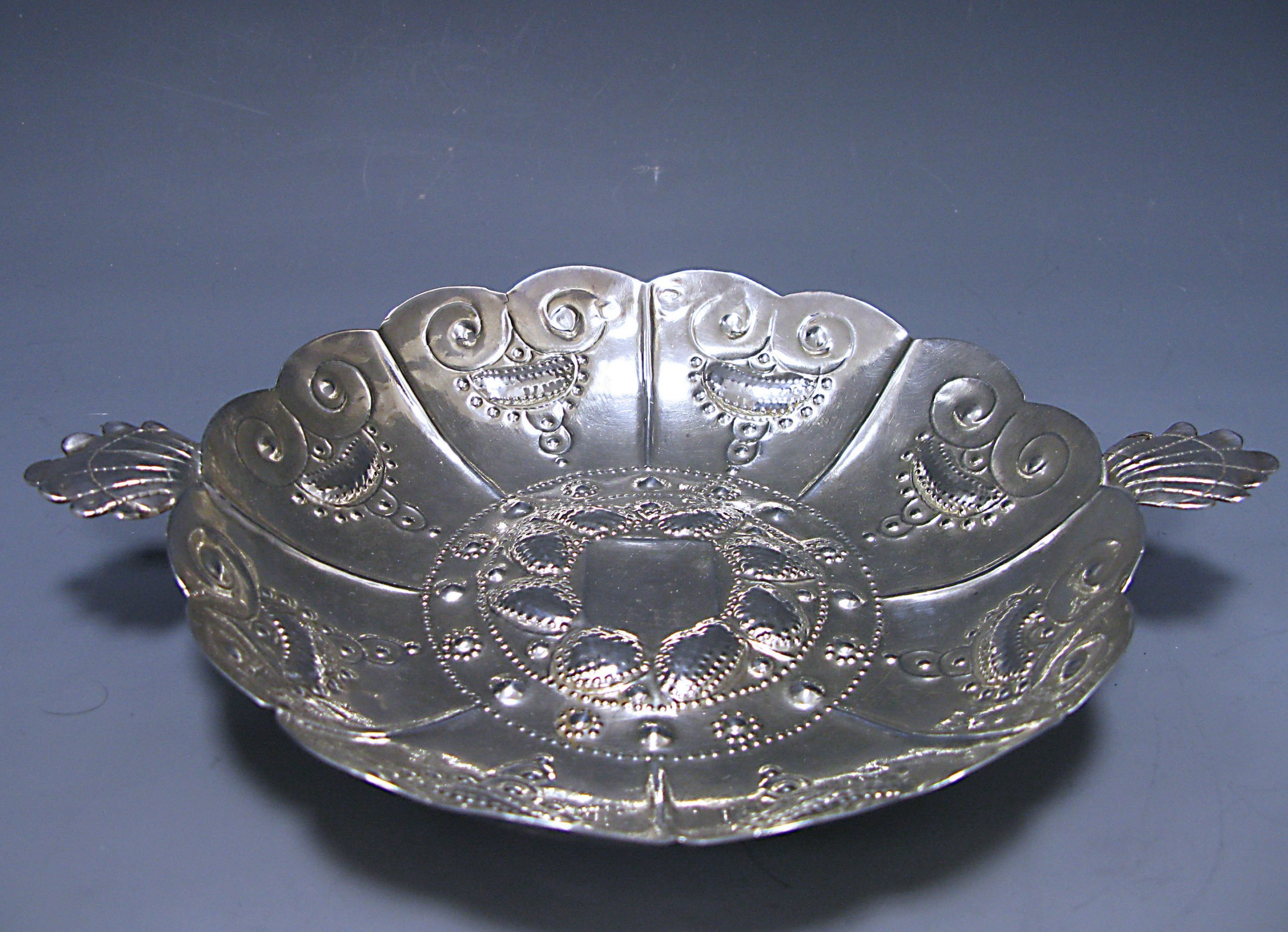A Charles I Antique Silver two-handled Sweetmeat/ Strawberry  Dish 1