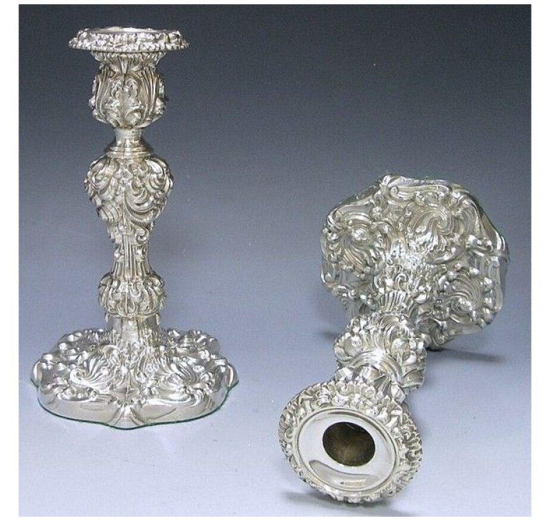 Pair of George IV Antique Silver Candlesticks made in 1824