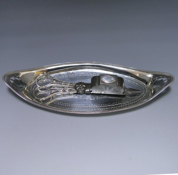 Antique Silver Snuffer and Matching Tray 1