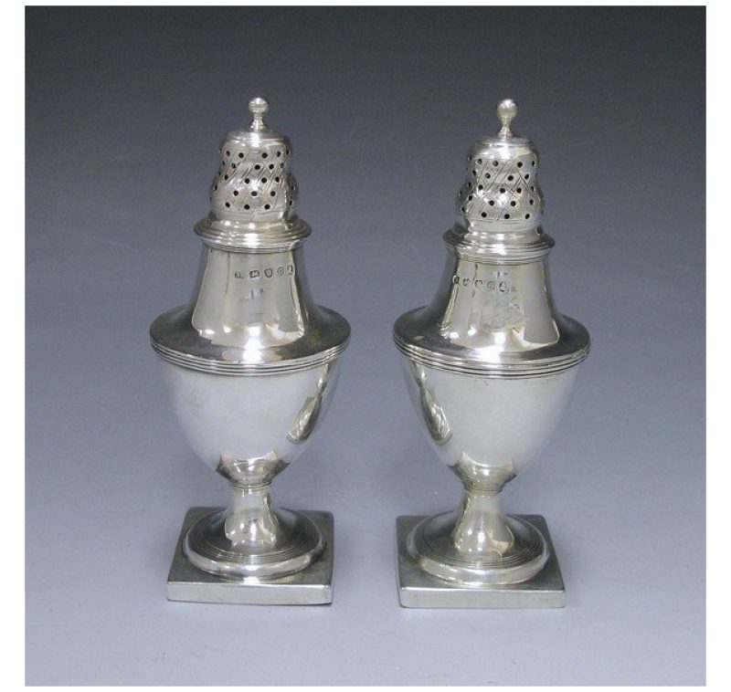 Pair of George III Antique Silver Peppers made in 1802